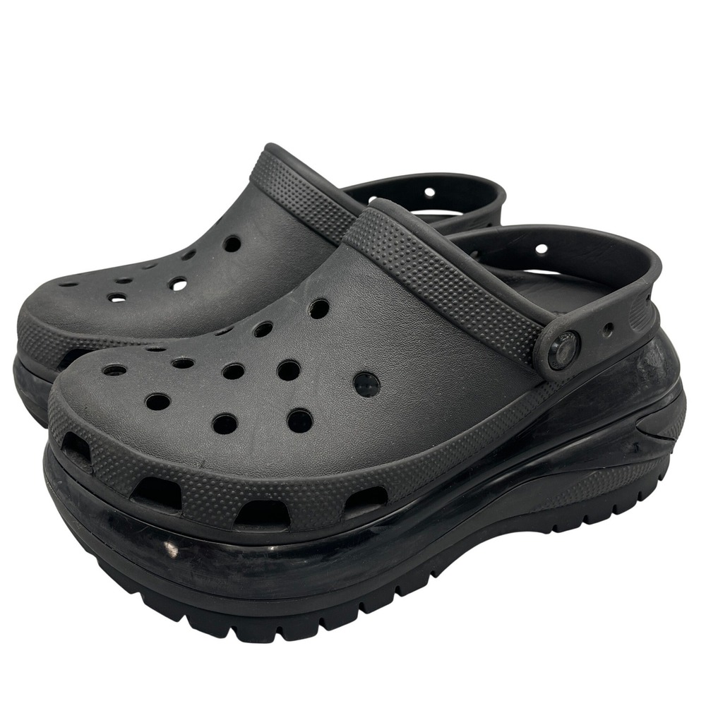 Crocs Mega Crush Clog Mens 7 Women 9 Black Platform Chunky Lug Sole Casual Wear